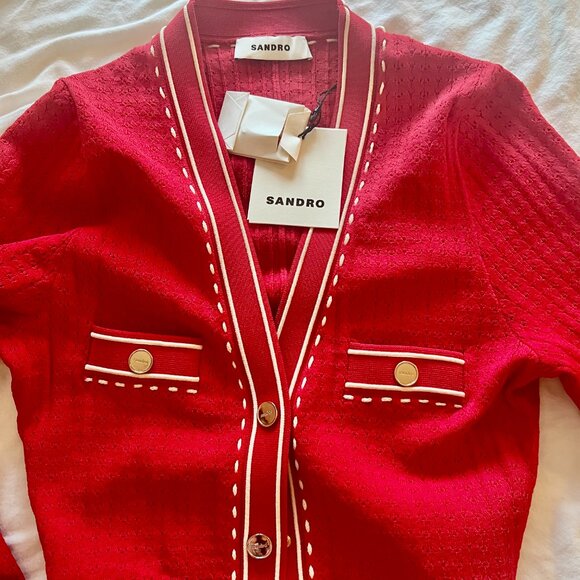 Sandro Knitted Tank Dress - Red - Picture 7 of 7